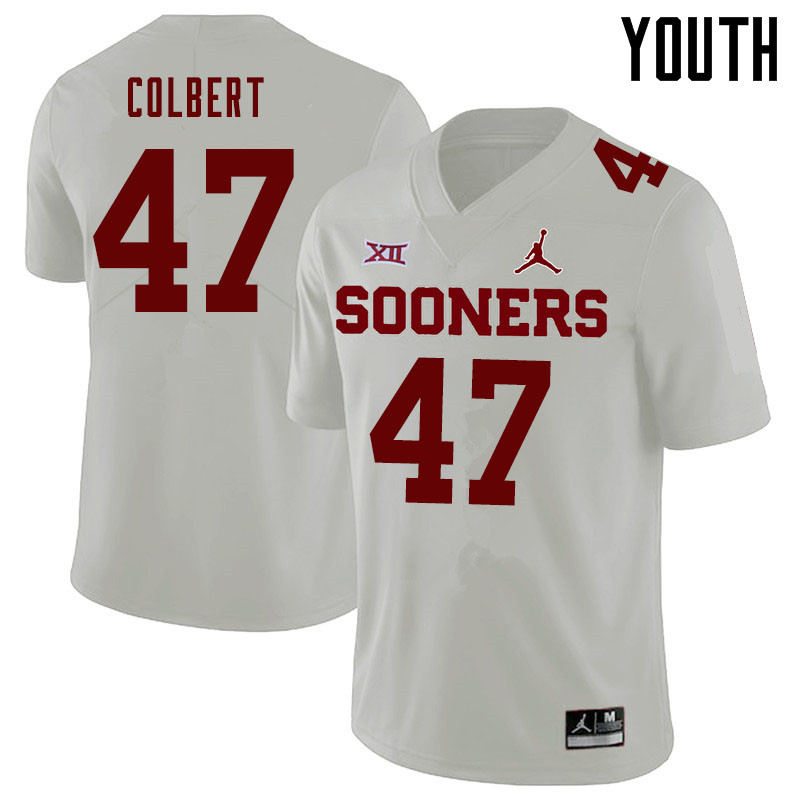 Jordan Brand Youth #47 Asa Colbert Oklahoma Sooners College Football Jerseys Sale-White - Click Image to Close